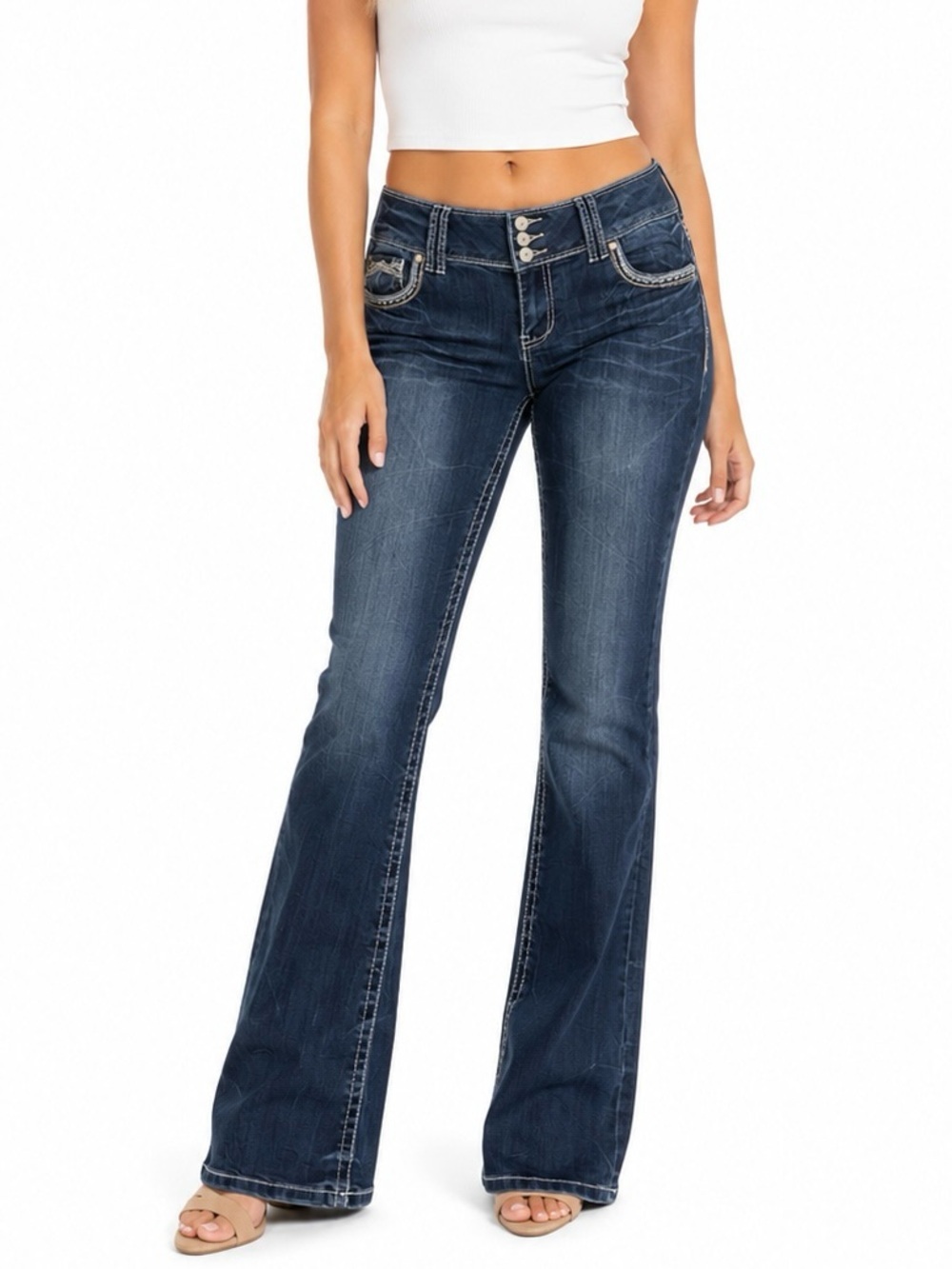 Amethyst Jeans Regina Bootcut Flare Jeans Women’s Size 13 Dark Wash Blue.